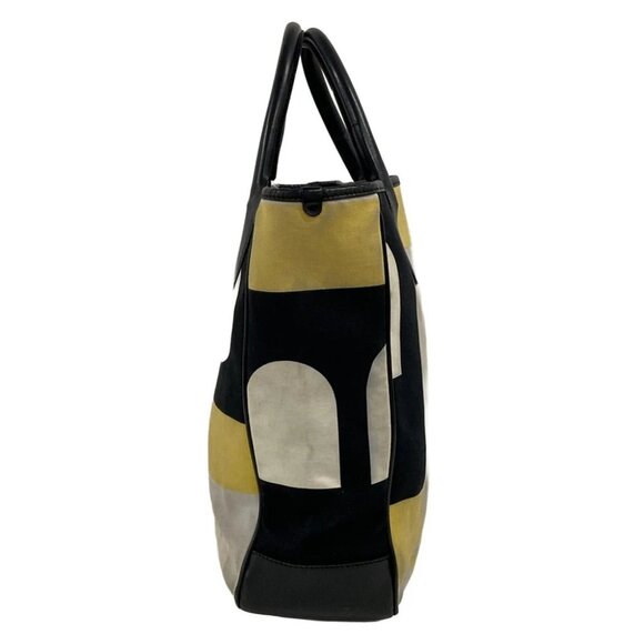 BALLY Busy B - Light gray Black Multi Canvas Leather Tote Bag - Picture 2 of 10